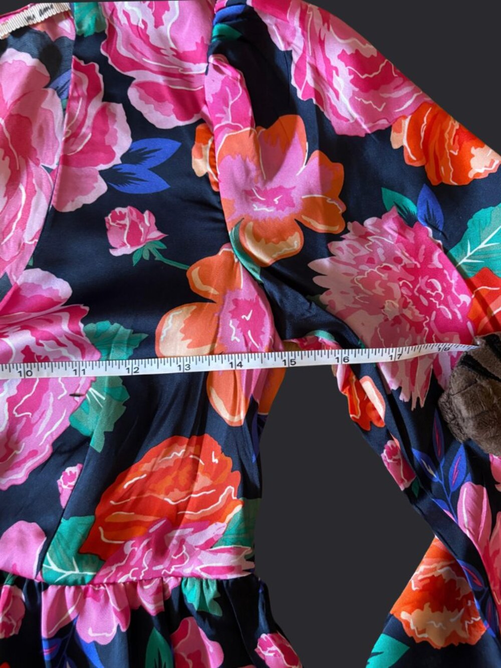 Mi Ami Floral Mini Dress XXS Tiered Long Sleeve Open Back Boho Retro - Picture 9 of 10
